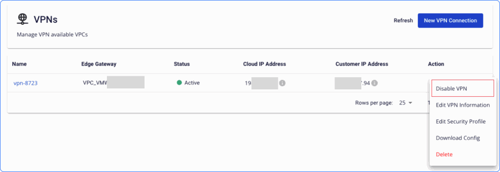 VPN の無効化
