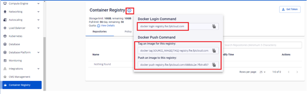 Container Registry のログイン情報