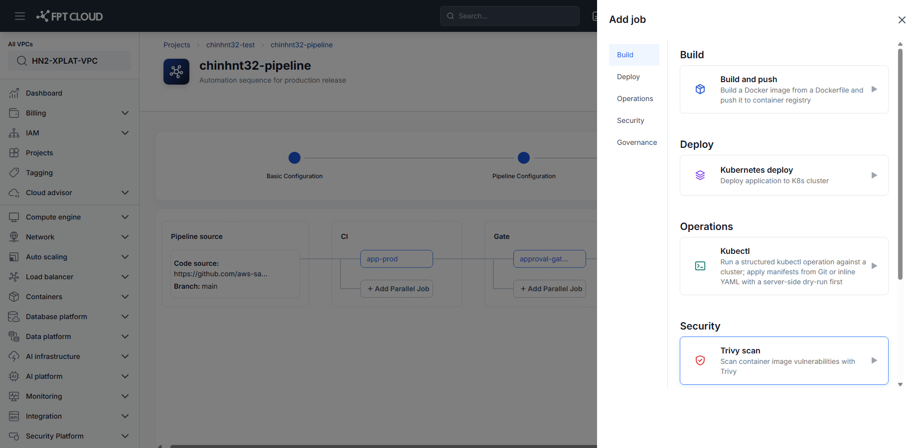 Add job menu