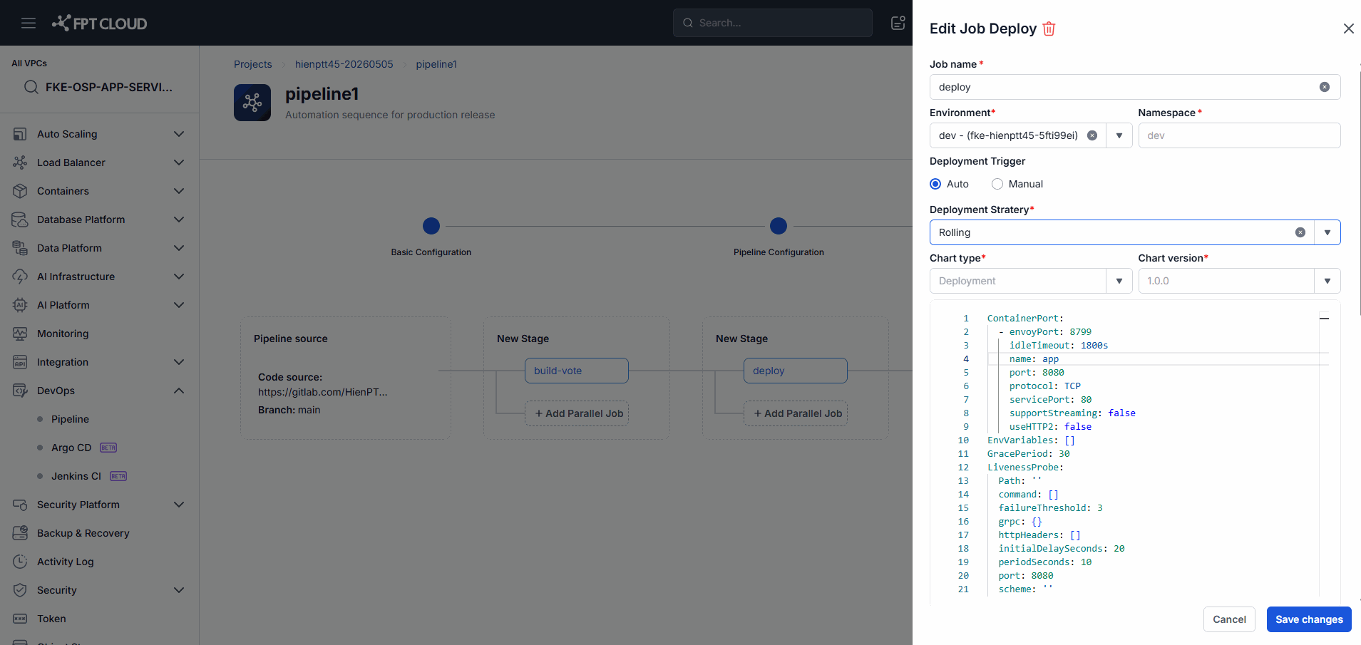 Values YAML editor