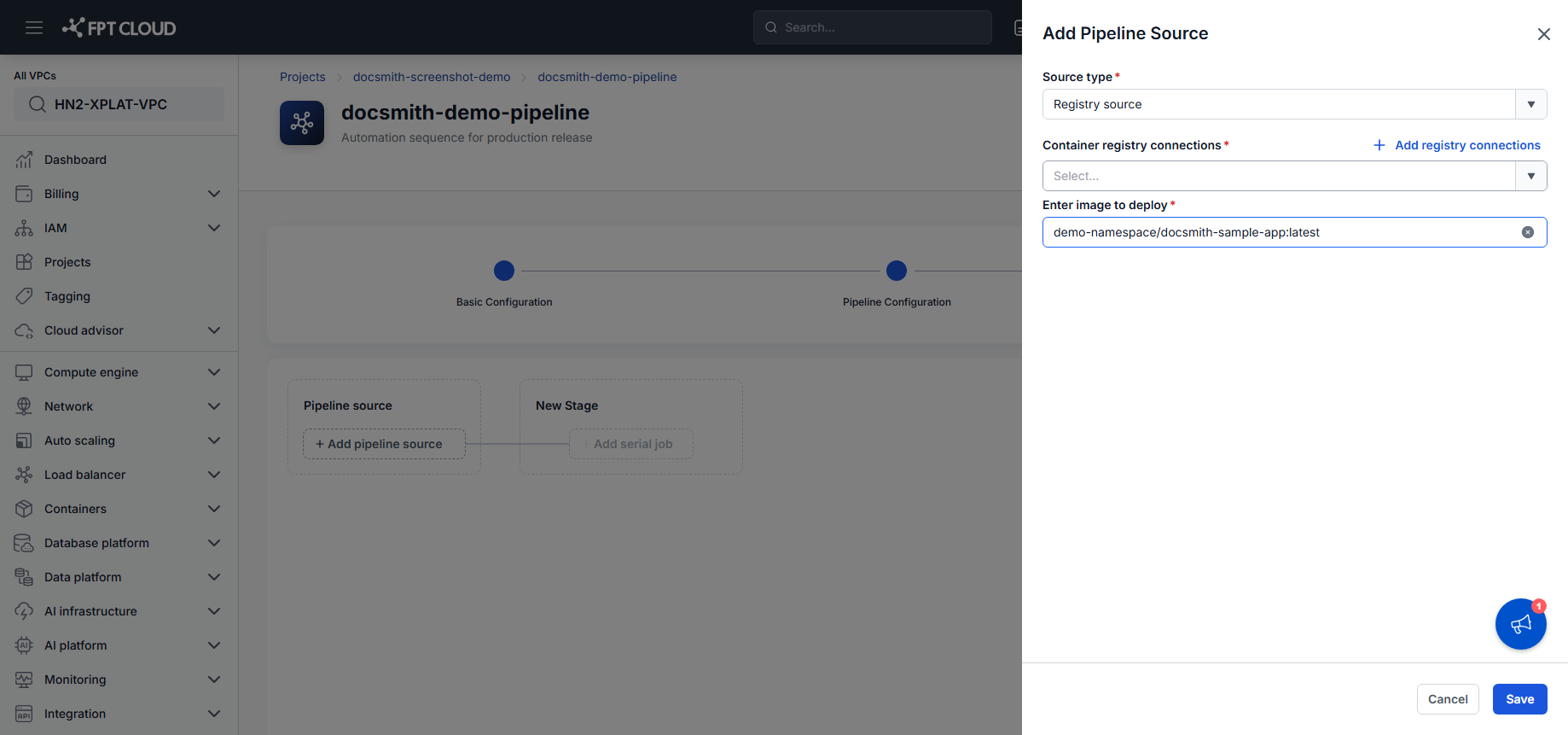 Registry source configuration