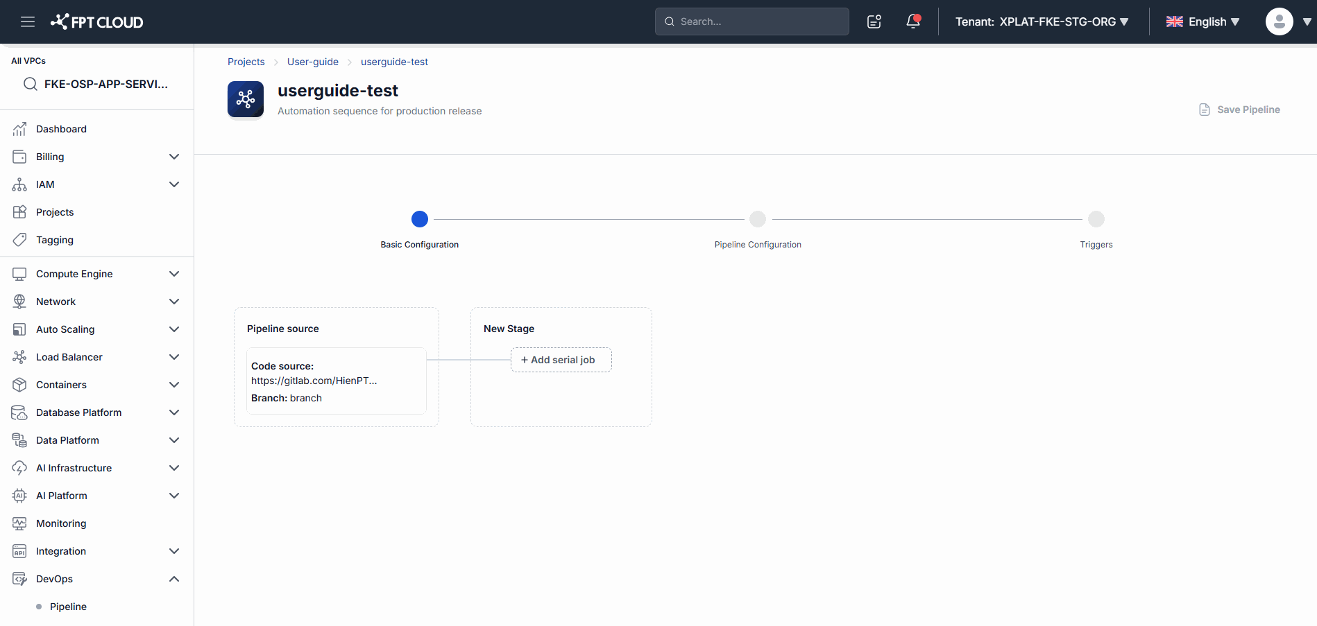 Pipeline editor
