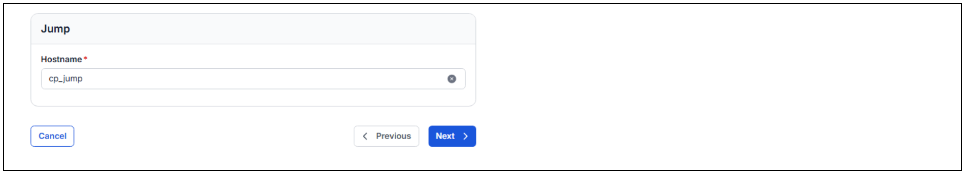 Host Information for the Jump host, without HA