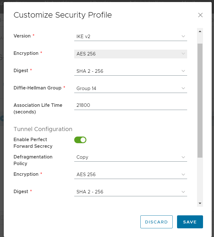 Customize Security Profile