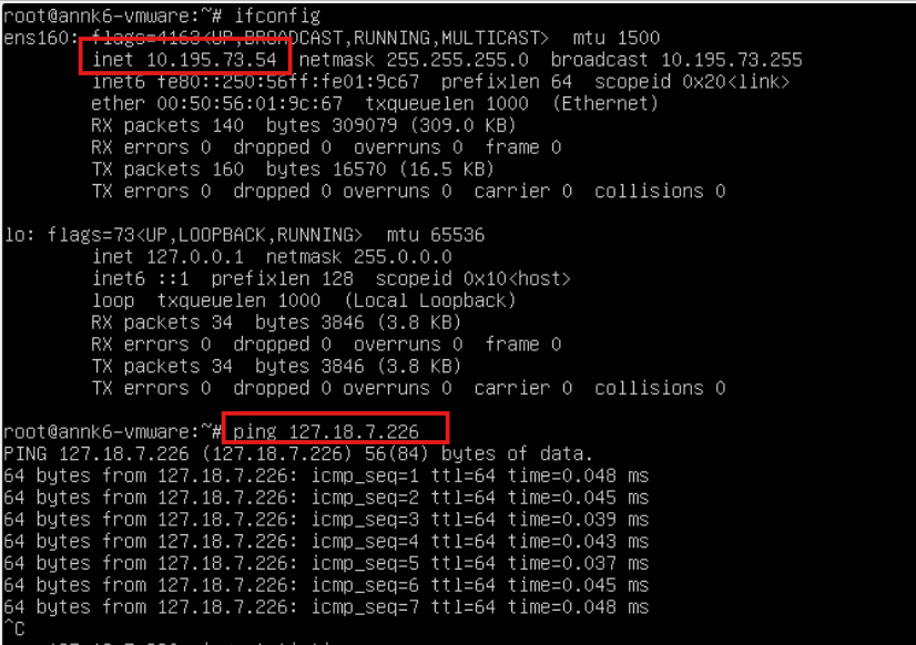 VMware から OPS への ping