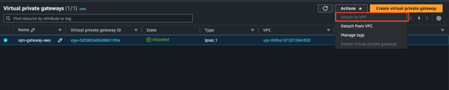 VPC への attach