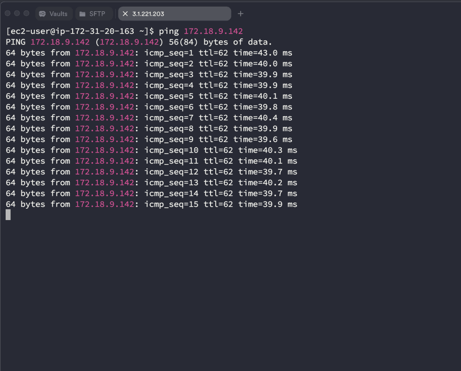 AWS から FCI Cloud への ping
