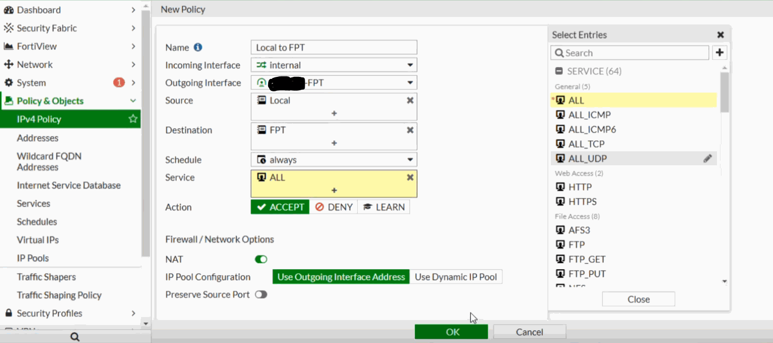 Fortigate から FPT Cloud へ