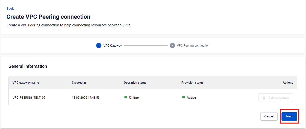 Tạo VPC Peering Connection