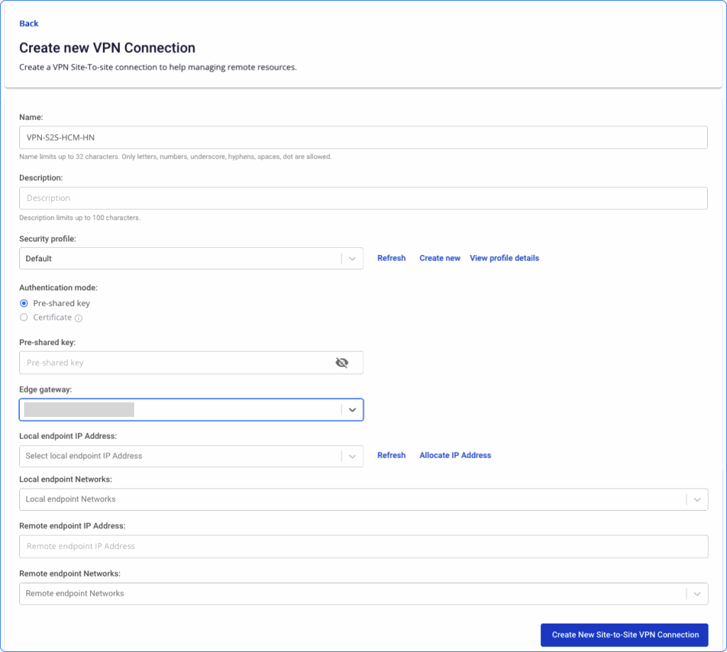 Form cấu hình VPN