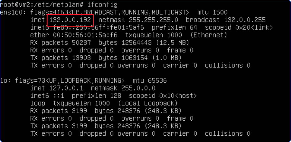 Kết quả lệnh ifconfig trong Console của VM Ubuntu