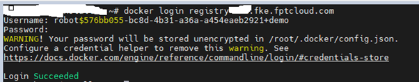 Kết quả docker login với robot account