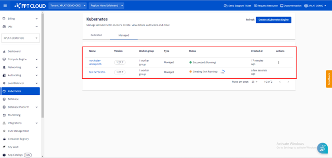 Danh sách Kubernetes Cluster