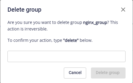 Hộp thoại xác nhận xóa Group
