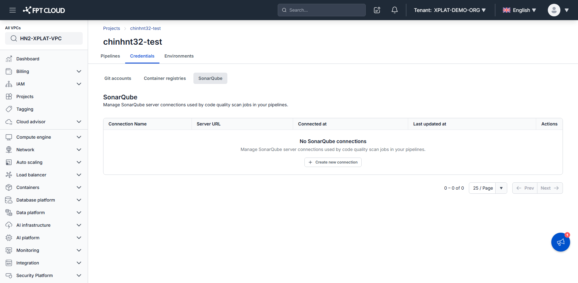 No SonarQube connections
