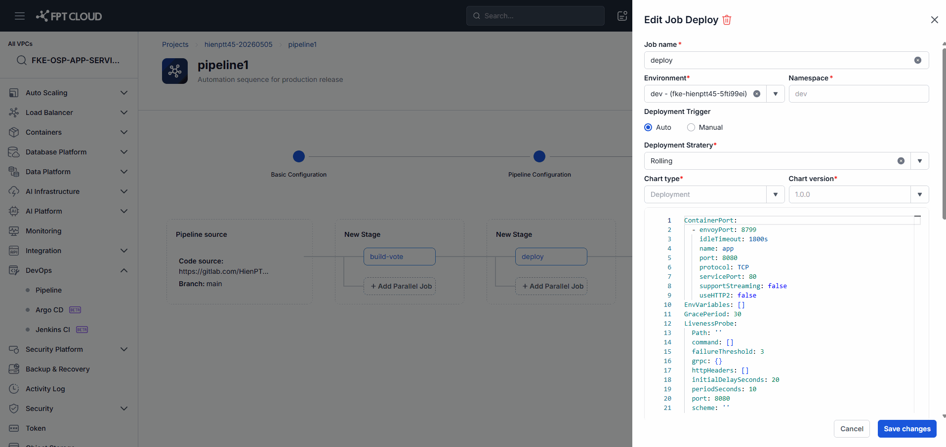 Thêm Deploy Job
