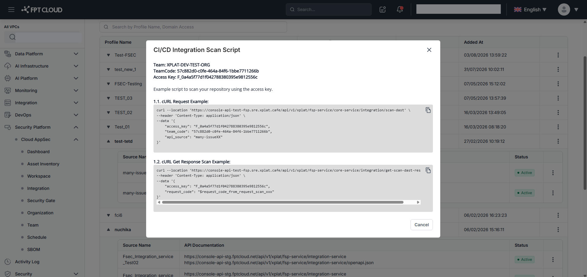 DAST API — CI/CD scan script
