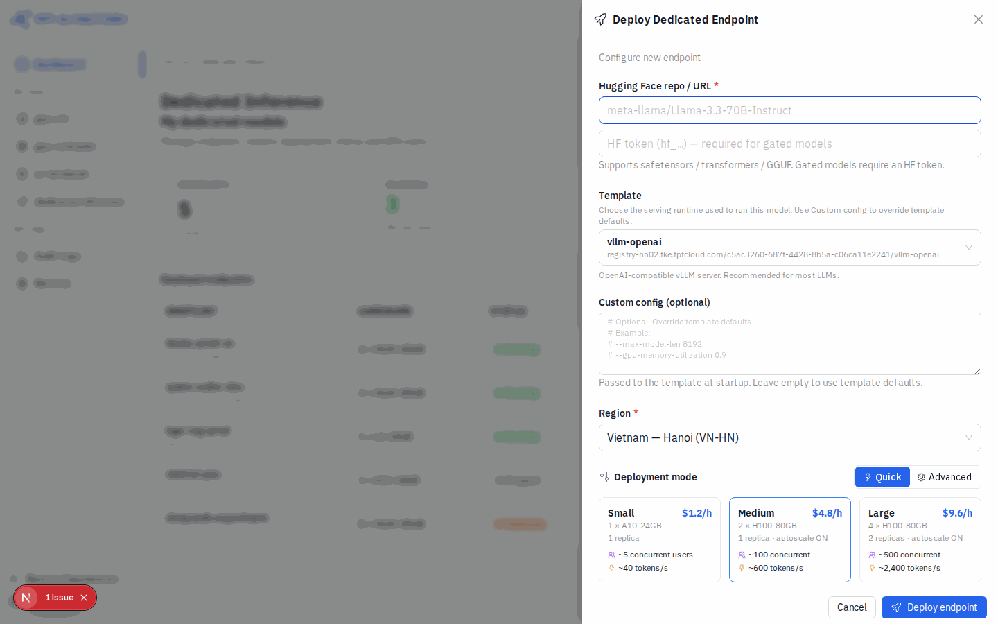 Modal Deploy Dedicated Endpoint