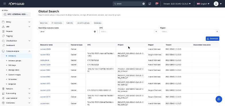 Màn hình kết quả đầy đủ Global Search