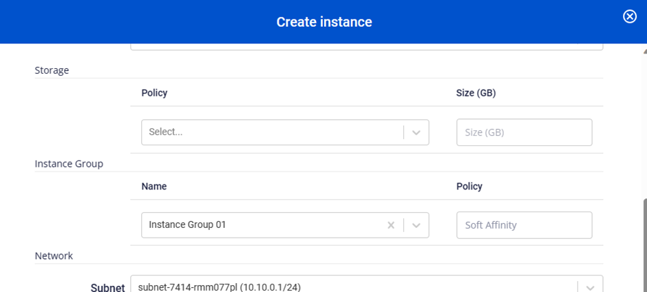 Chọn Instance Group khi tạo Instance