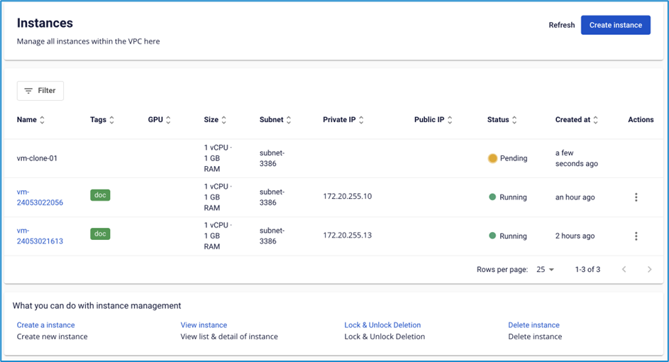 Clone Instance đang ở trạng thái Pending