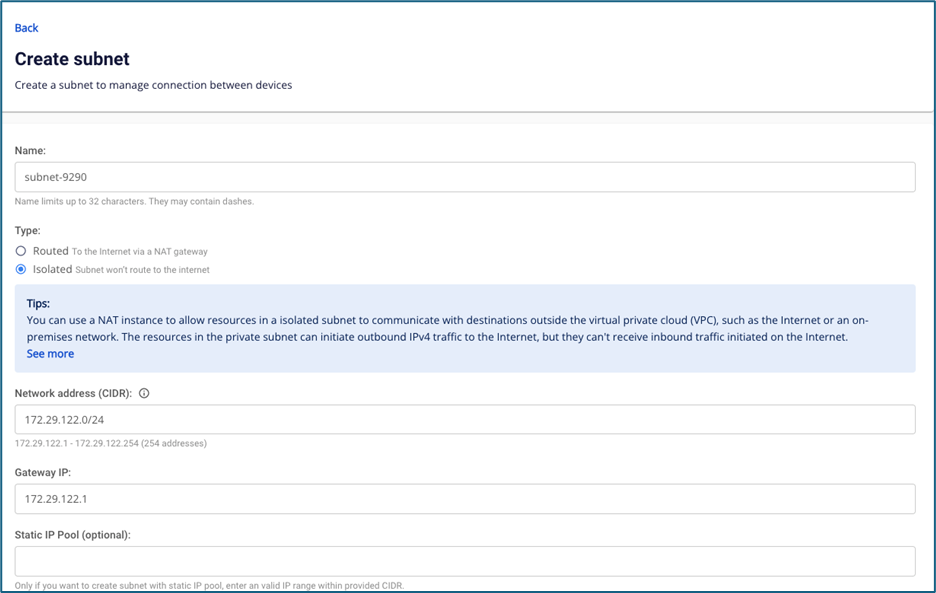 Hướng dẫn cấu hình NAT Instance khi tạo isolated subnet