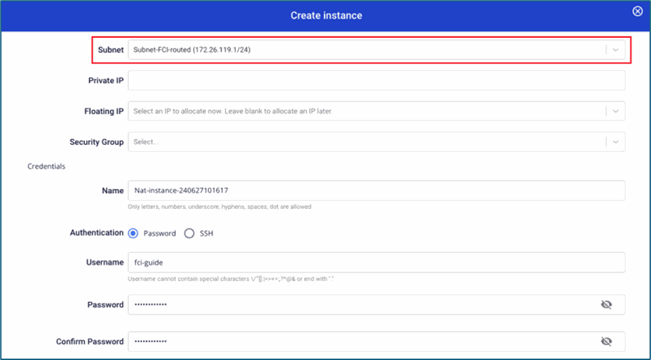 Chọn subnet có thể truy cập Internet