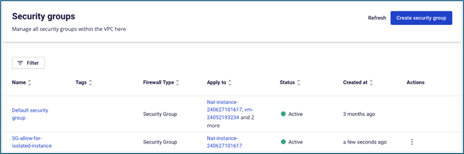 Gắn security group