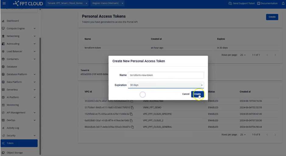 Tạo access token