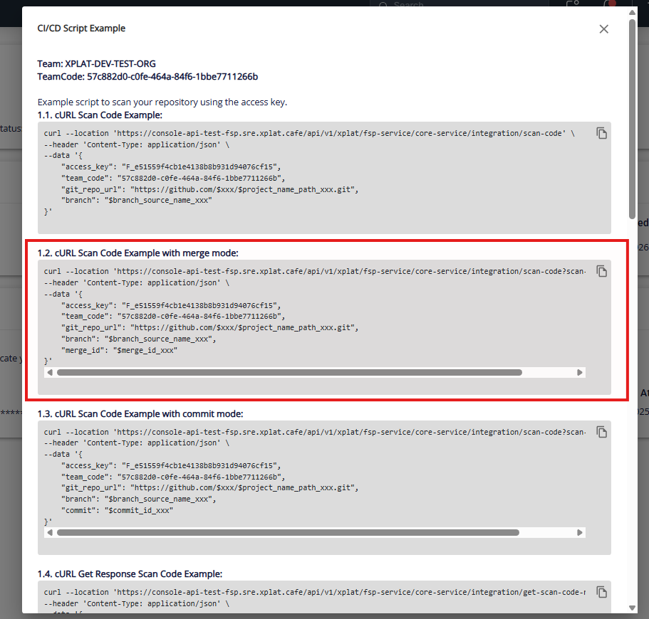 cURL quét code chế độ merge
