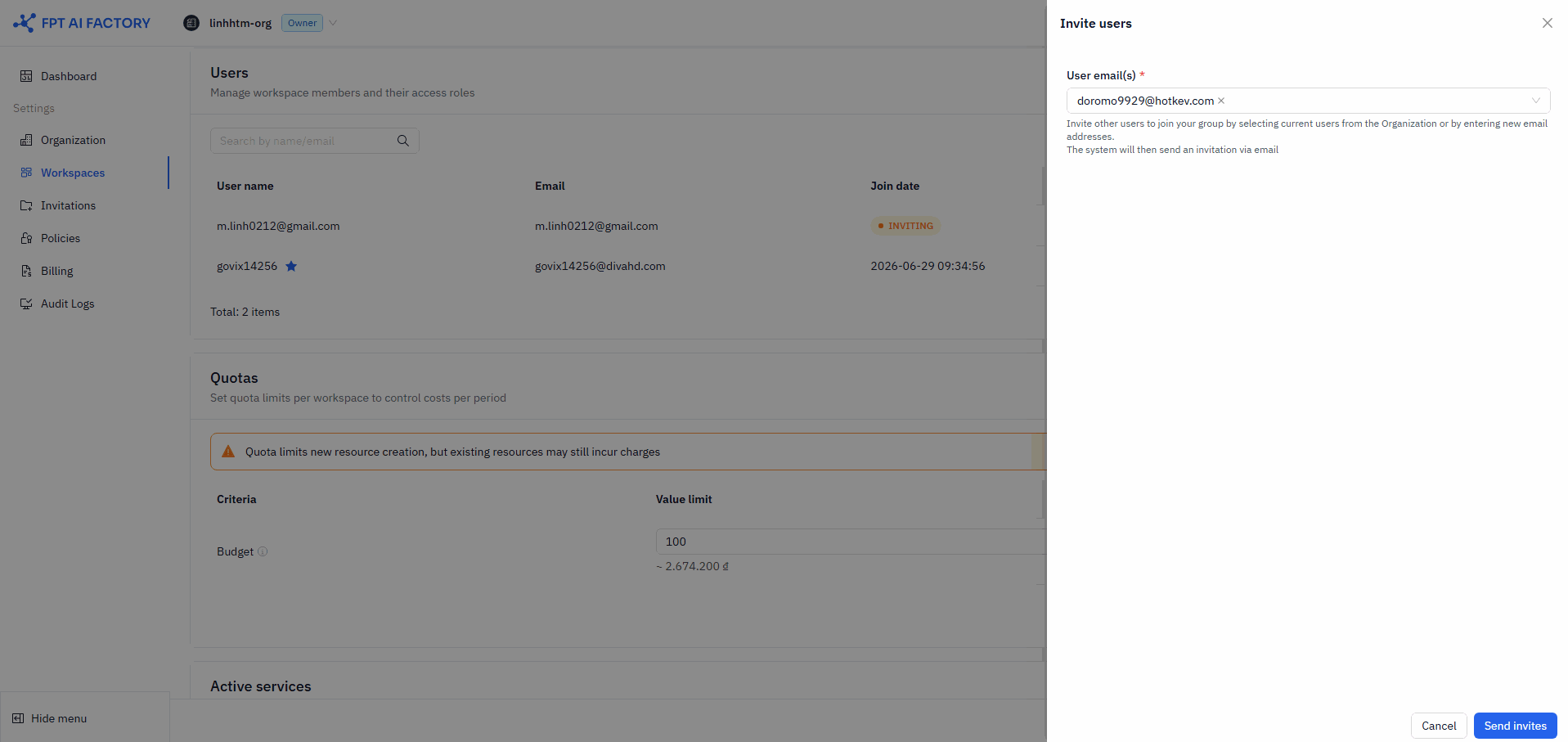 Invite workspace members