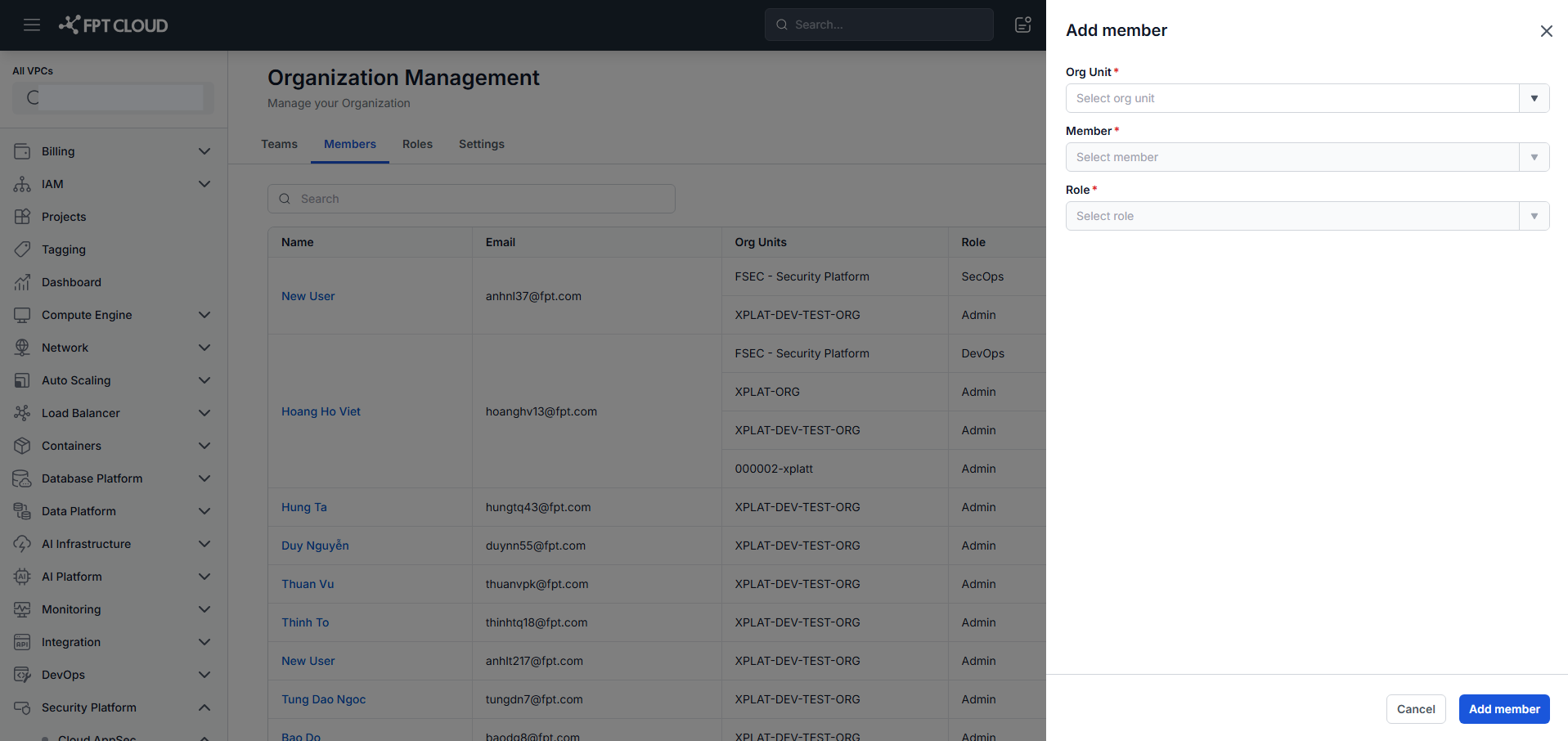 Dialog Add Member