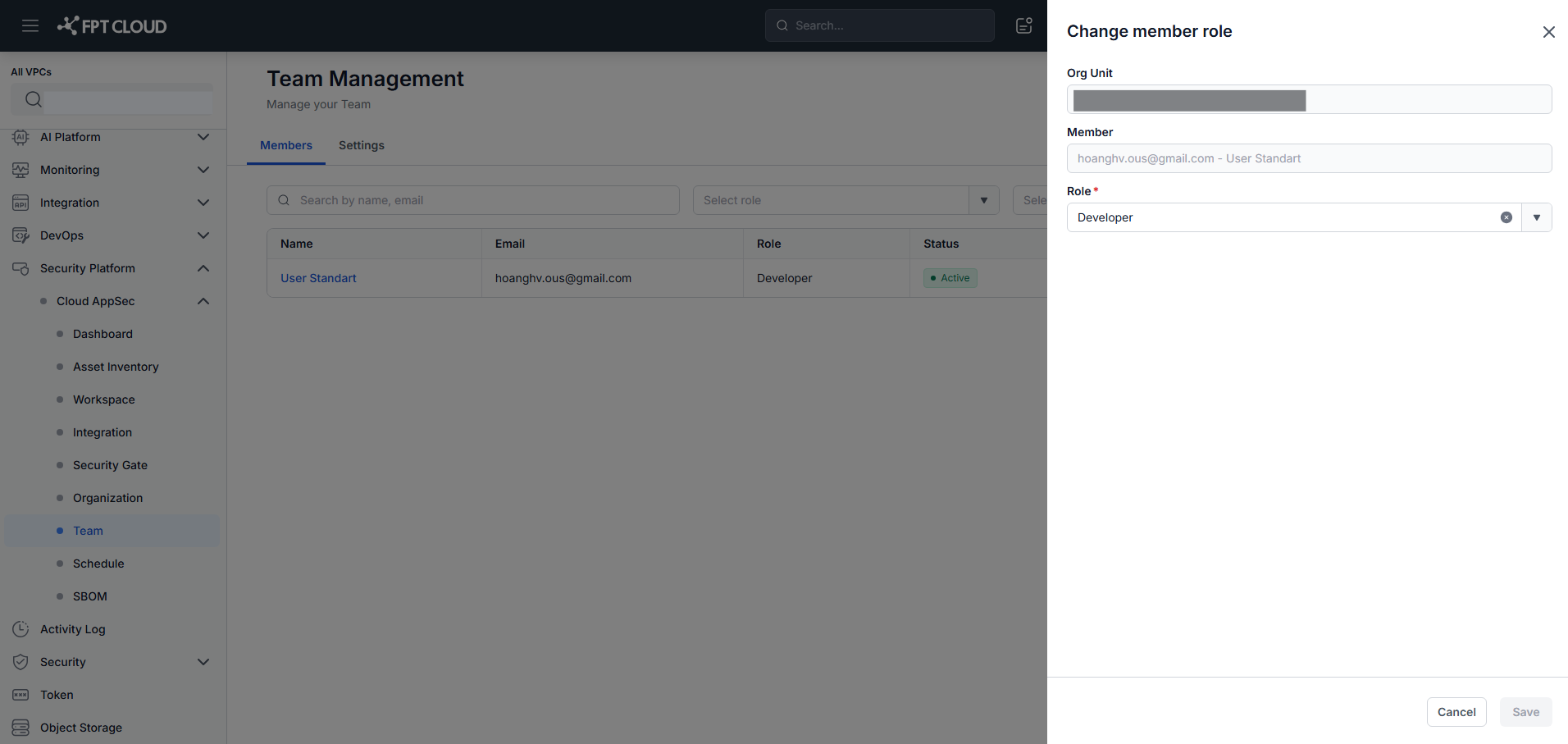 Dialog Change Role
