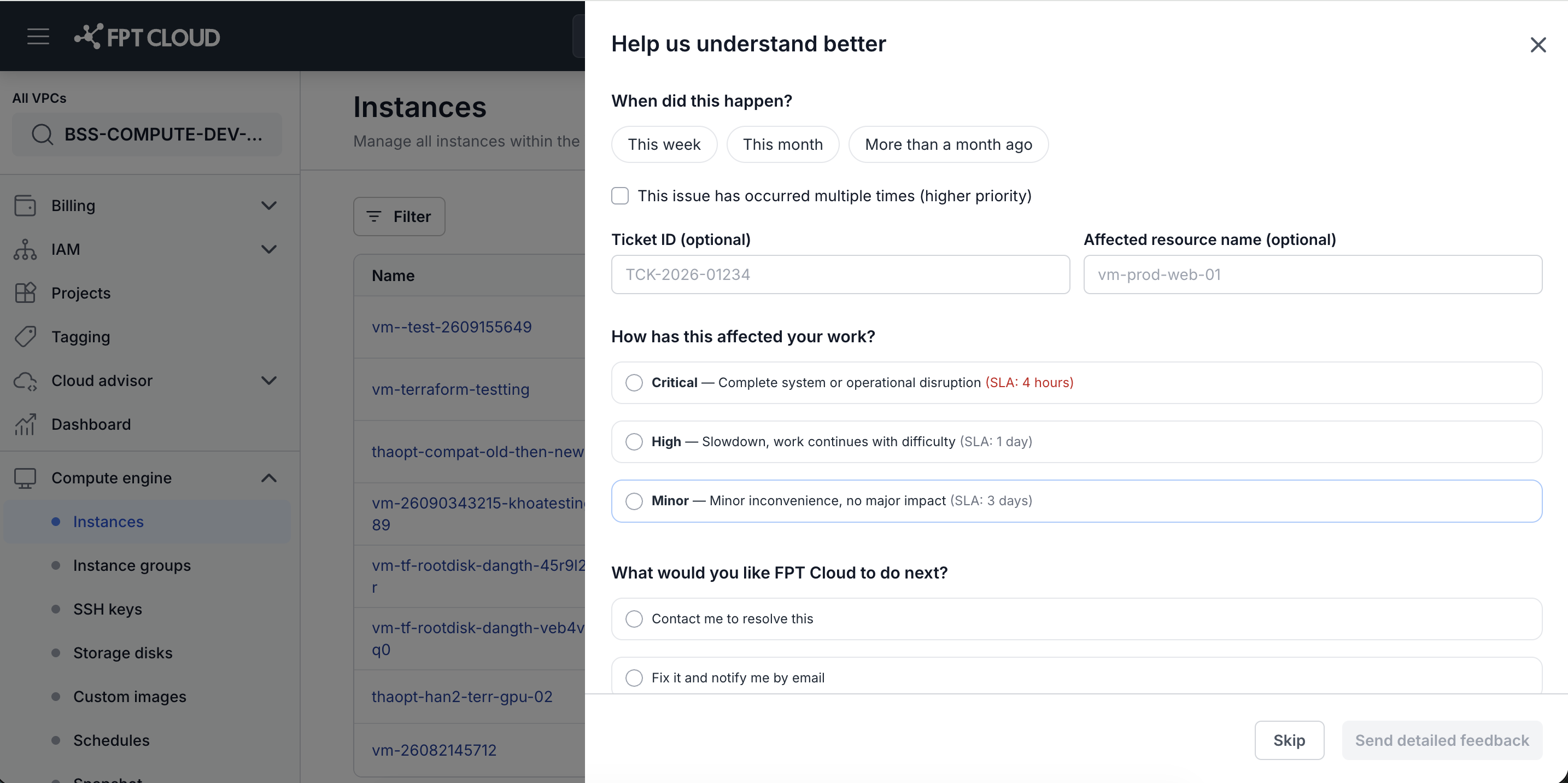 Mục 3–5 của form Help us understand better